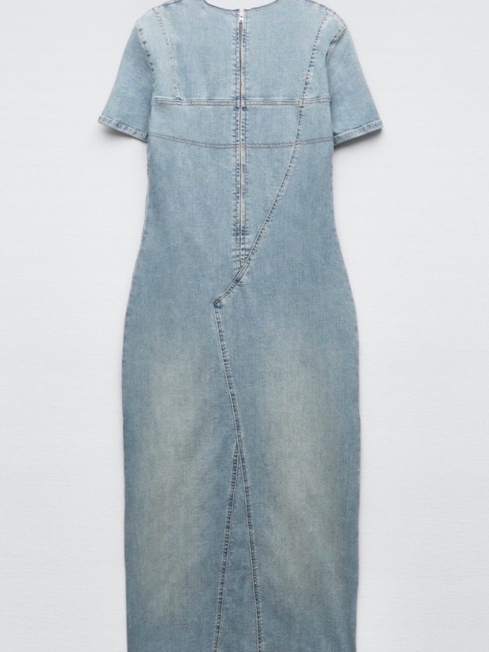 NWT Zara TRF Light Blue Denim Midi Dress with Front Slit - Picture 3 of 10